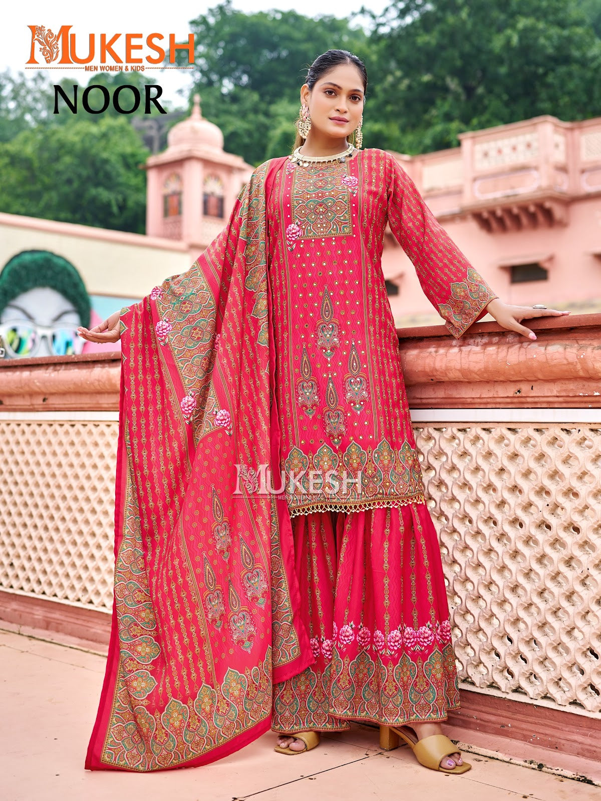 Noor Mukesh Banwery Crape Silk Karachi Readymade Suits Wholesale Rate