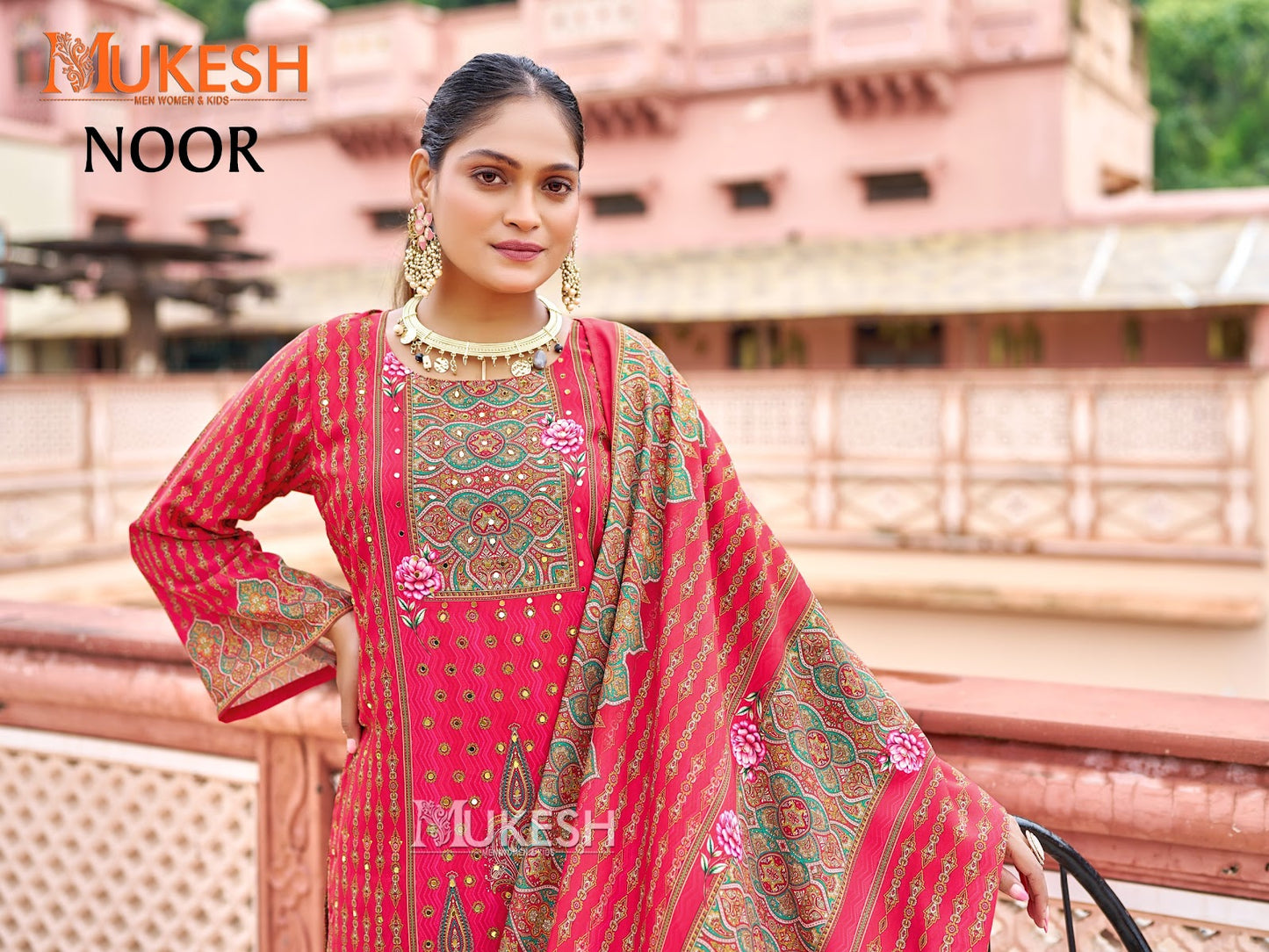 Noor Mukesh Banwery Crape Silk Karachi Readymade Suits Wholesale Rate