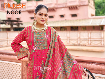 Noor Mukesh Banwery Crape Silk Karachi Readymade Suits Wholesale Rate