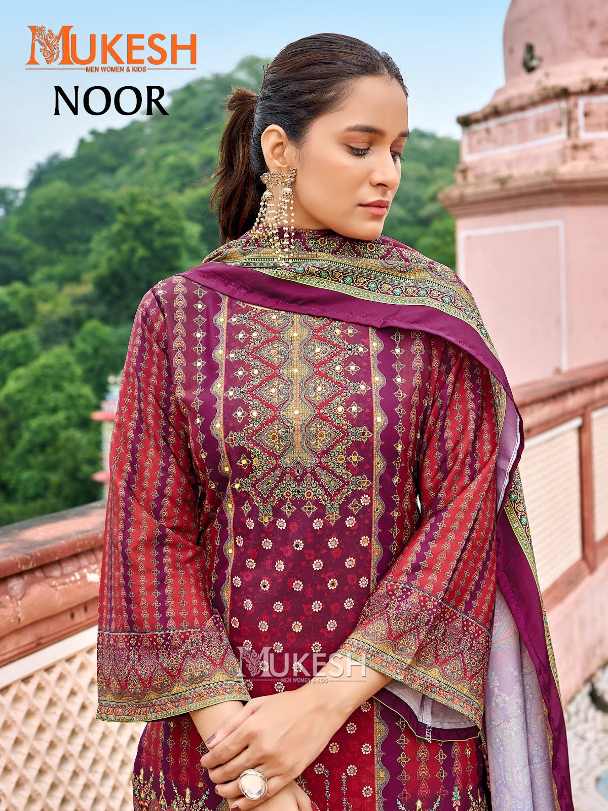 Noor Mukesh Banwery Crape Silk Karachi Readymade Suits Wholesale Rate