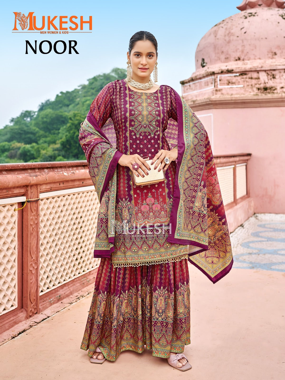 Noor Mukesh Banwery Crape Silk Karachi Readymade Suits Wholesale Rate