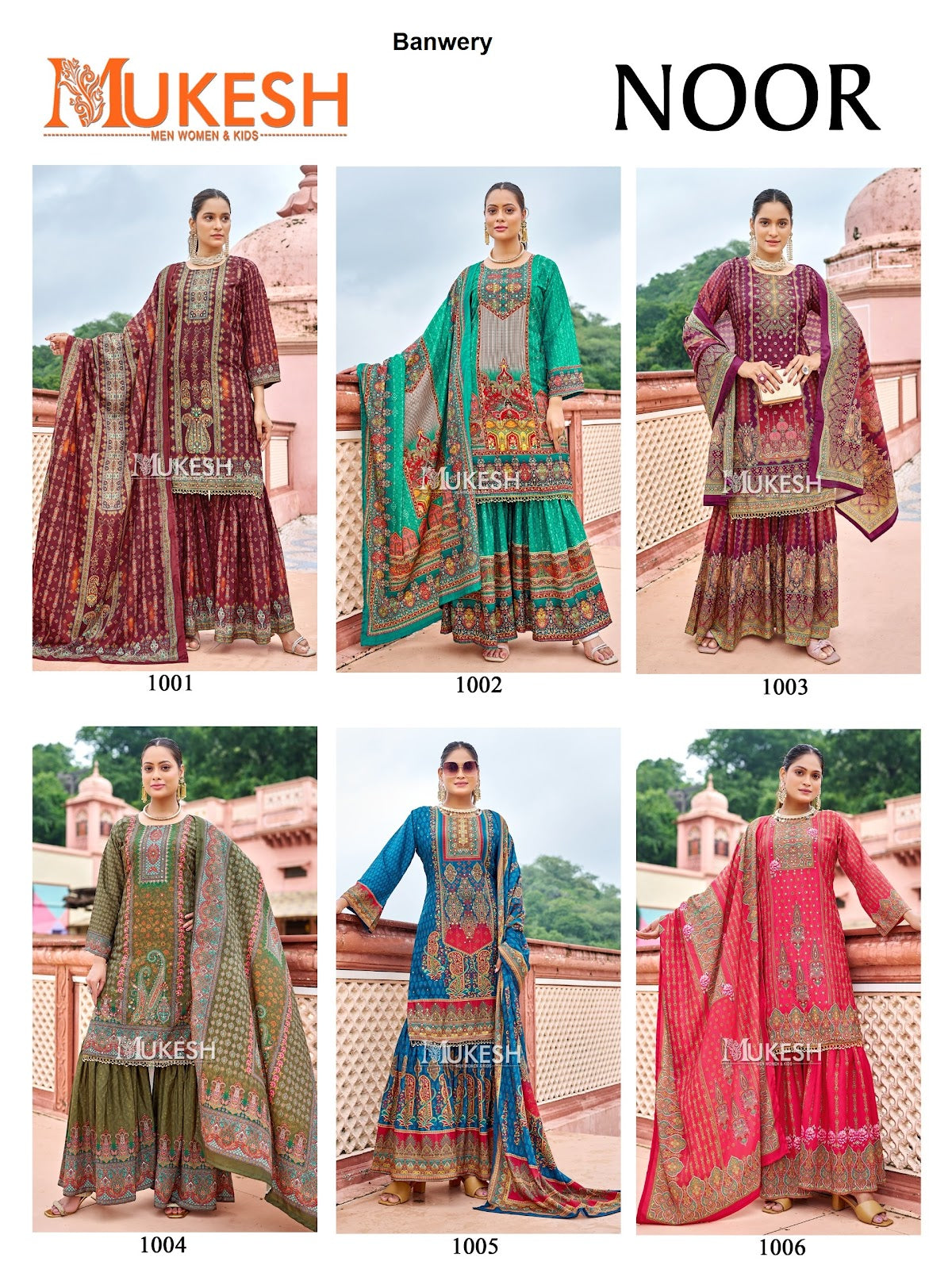 Noor Mukesh Banwery Crape Silk Karachi Readymade Suits Wholesale Rate