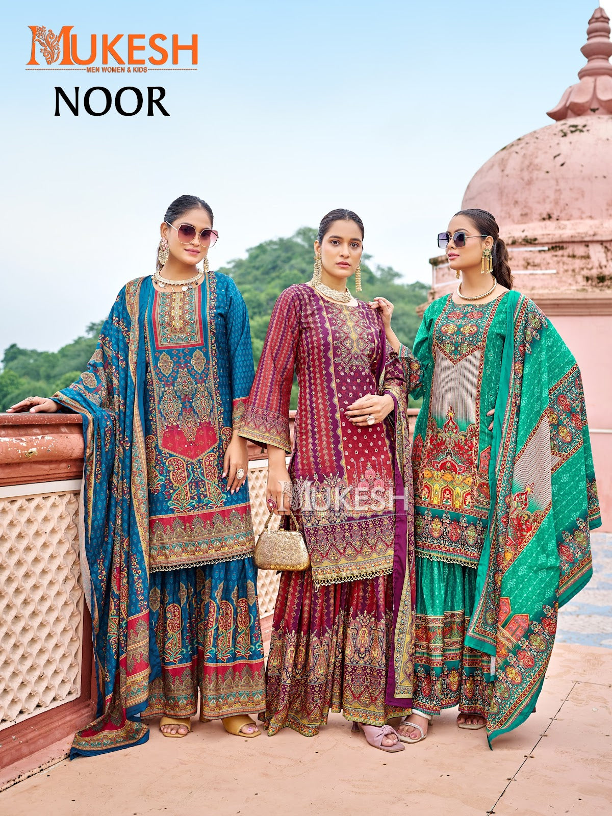Noor Mukesh Banwery Crape Silk Karachi Readymade Suits Wholesale Rate