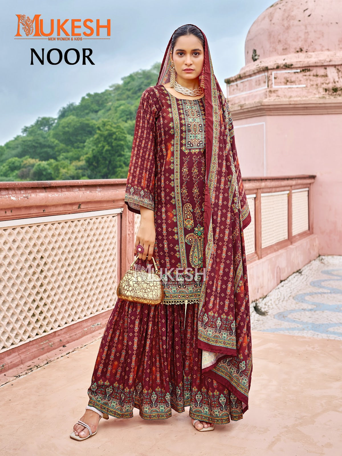 Noor Mukesh Banwery Crape Silk Karachi Readymade Suits Wholesale Rate