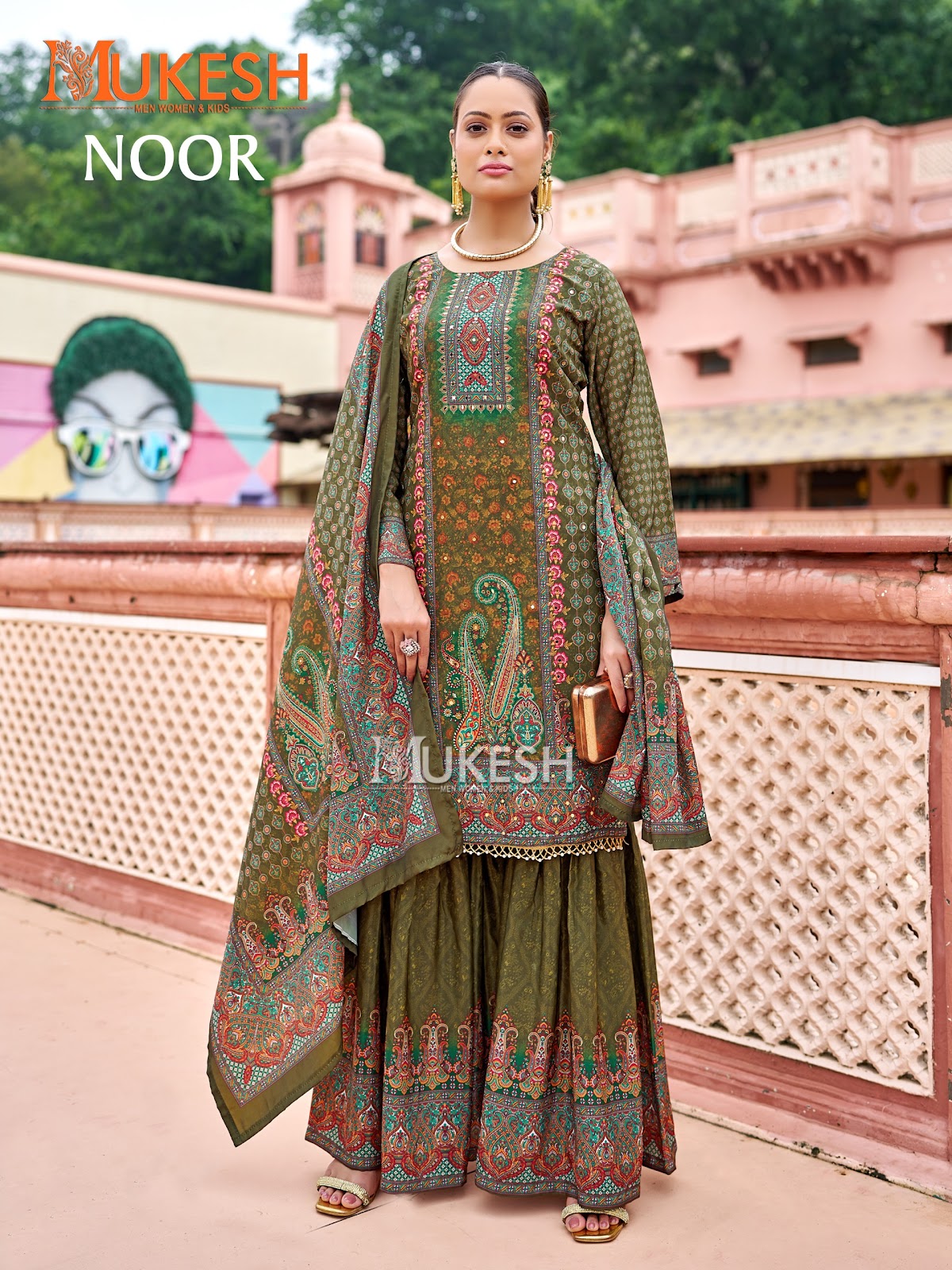 Noor Mukesh Banwery Crape Silk Karachi Readymade Suits Wholesale Rate