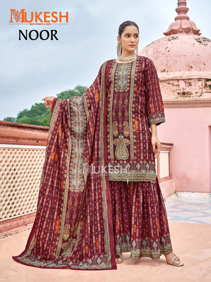 Noor Mukesh Banwery Crape Silk Karachi Readymade Suits Wholesale Rate