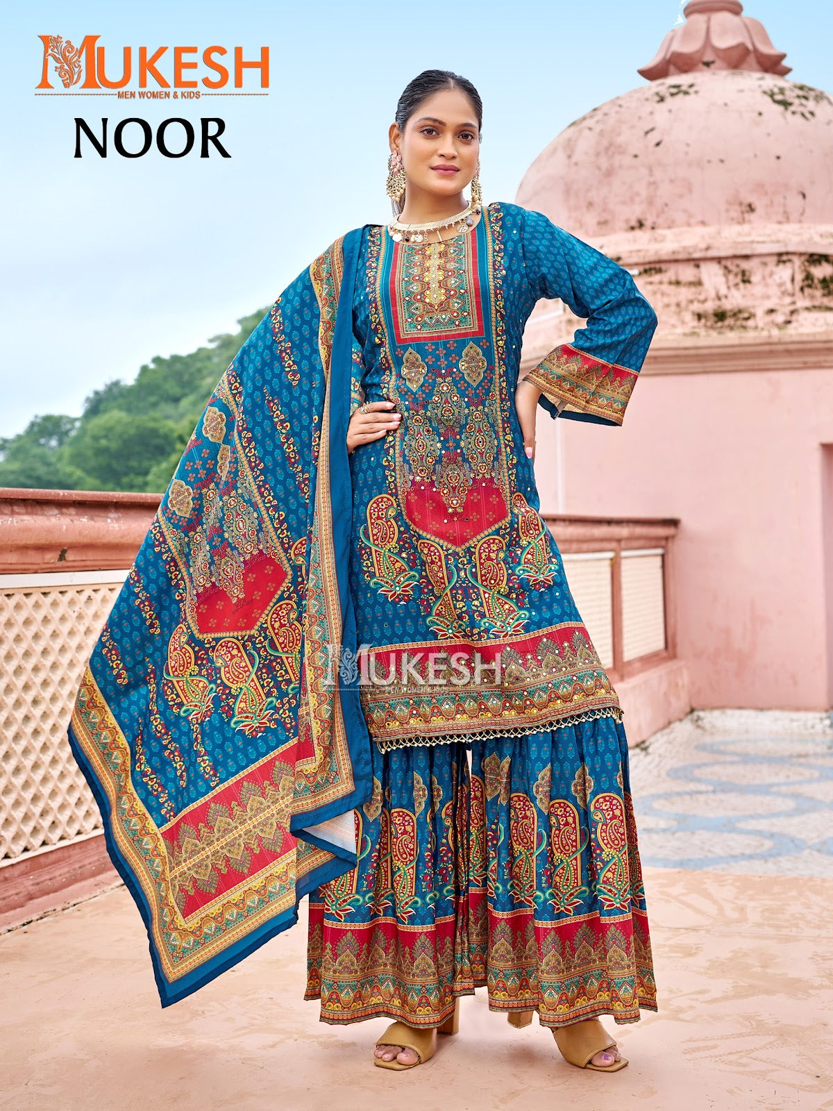 Noor Mukesh Banwery Crape Silk Karachi Readymade Suits Wholesale Rate