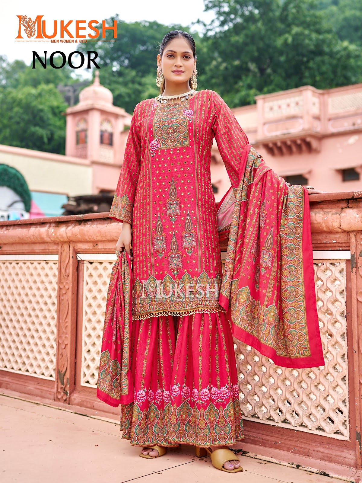 Noor Mukesh Banwery Crape Silk Karachi Readymade Suits Wholesale Rate