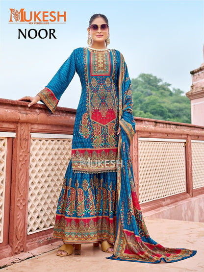 Noor Mukesh Banwery Crape Silk Karachi Readymade Suits Wholesale Rate