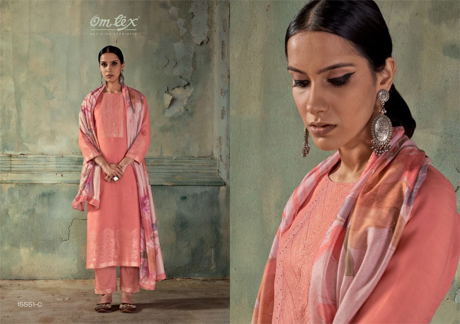 Noor Omtex Linen Jacquard Pant Style Suits Exporter