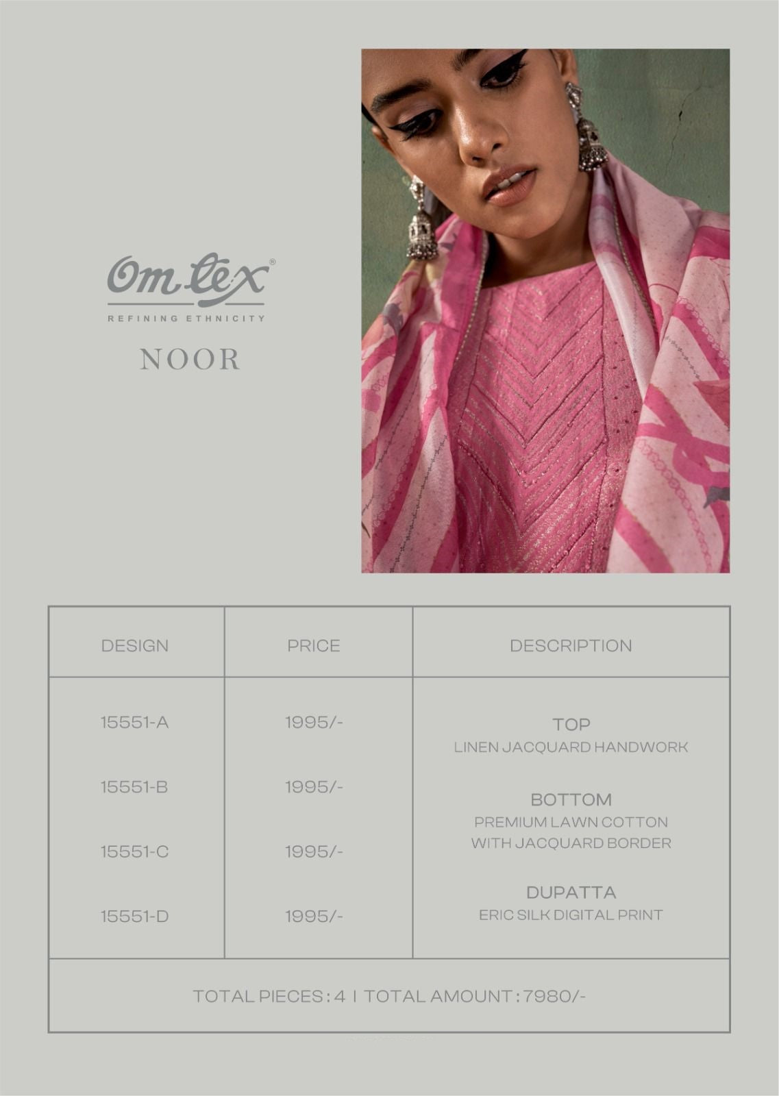 Noor Omtex Linen Jacquard Pant Style Suits Exporter