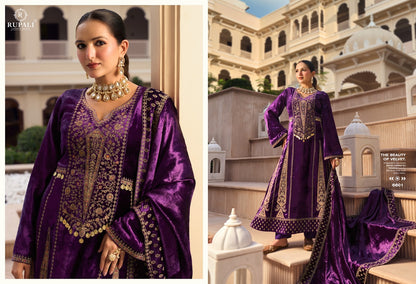 Noor Rupali Viscose Velvet Suits Wholesale Price