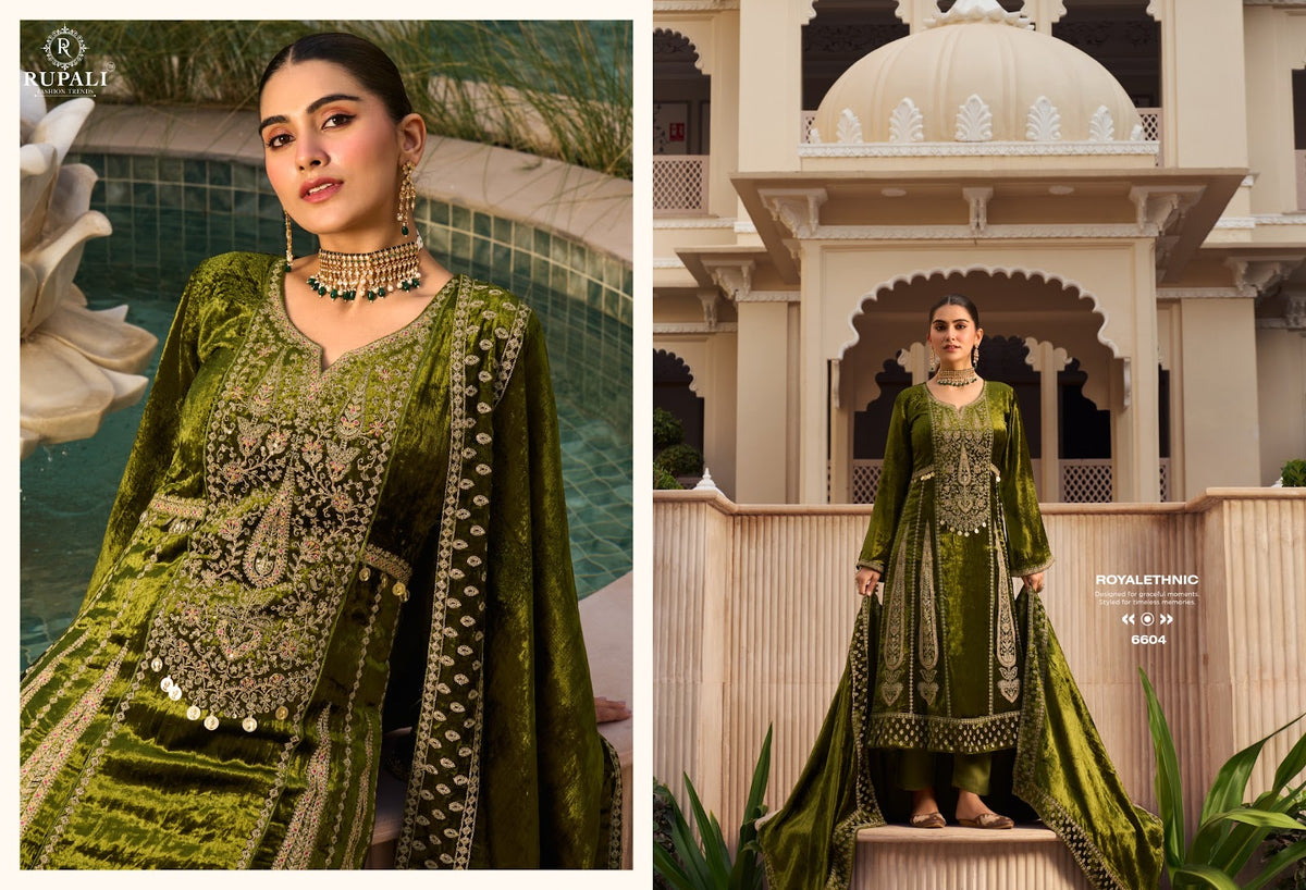 Noor Rupali Viscose Velvet Suits Wholesale Price