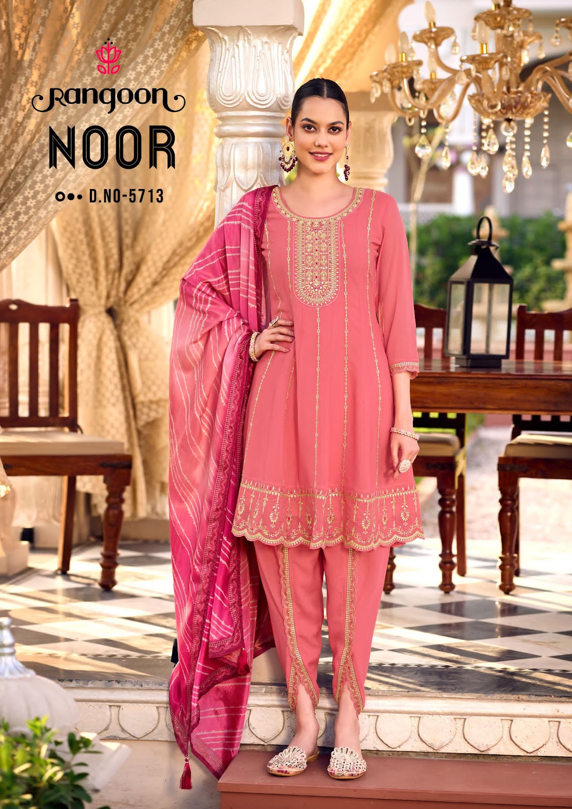 Noor Tulip Style Rangoon Georgette Readymade Suits Wholesaler Gujarat