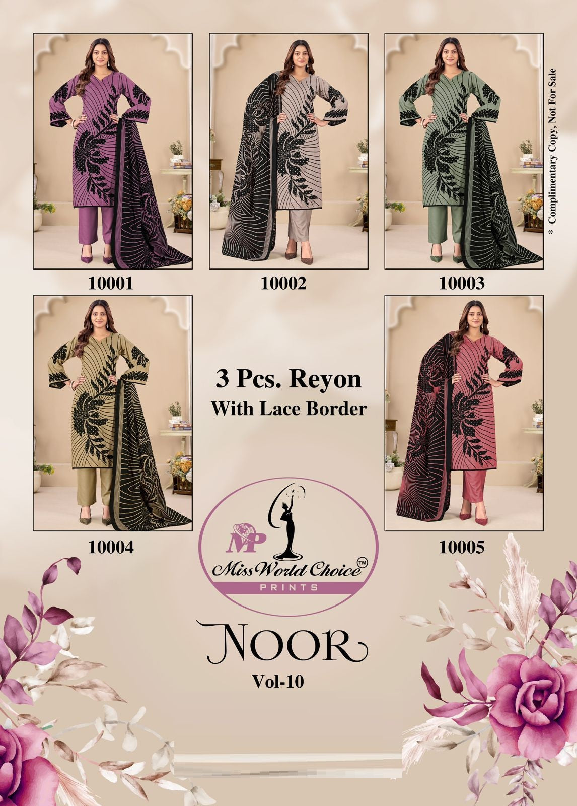 Noor Vol 10 Miss World Choice Rayon Pant Style Suits Exporter Ahmedabad