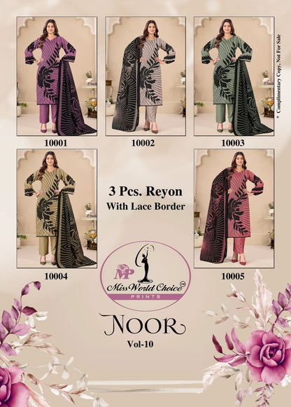 Noor Vol 10 Miss World Choice Rayon Pant Style Suits Exporter Ahmedabad