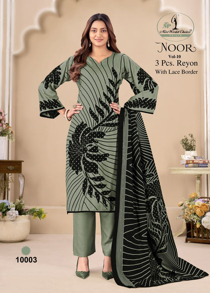 Noor Vol 10 Miss World Choice Rayon Pant Style Suits Exporter Ahmedabad