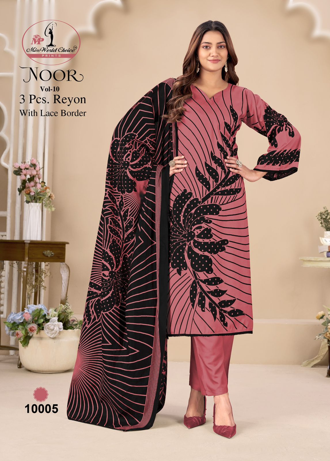 Noor Vol 10 Miss World Choice Rayon Pant Style Suits Exporter Ahmedabad