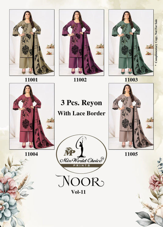 Noor Vol 11 Miss World Choice Rayon Pant Style Suits Supplier Gujarat
