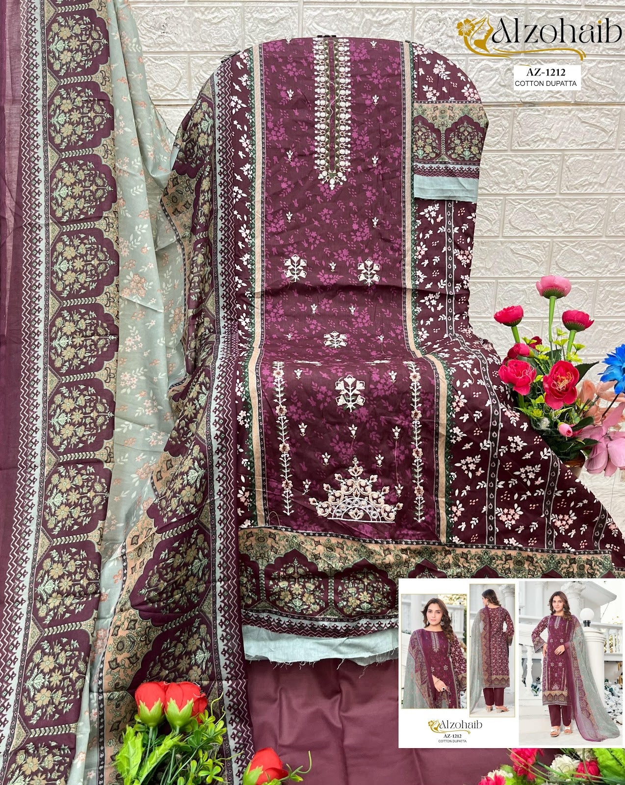 Noor Vol 1 1212-1215 Al Zohaib Pure Cotton Pakistani Salwar Suits Wholesale Price
