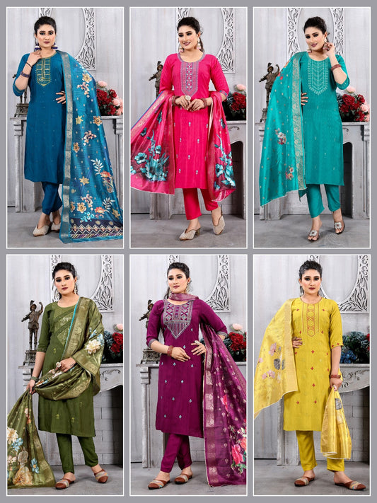 Noor Vol 1 Kt Jacquard Readymade Pant Style Suits Supplier Gujarat