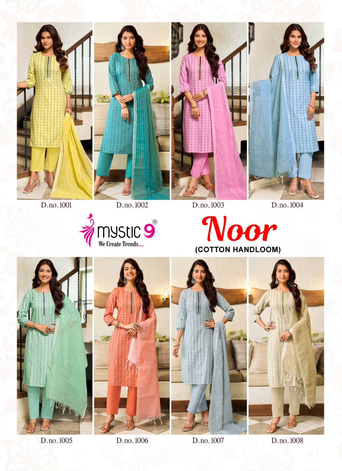 Noor Vol 1 Mystic 9 Handloom Readymade Cotton Pant Suits Exporter Gujarat