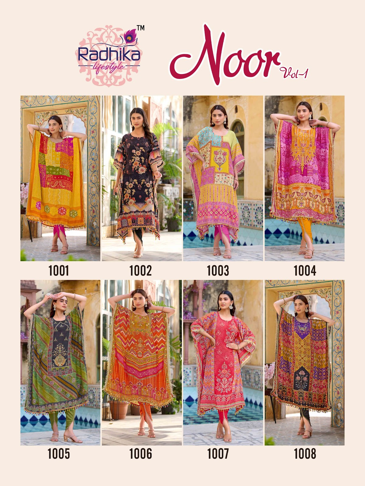 Noor Vol 1 Tulip Pants Radhika Lifestyle Natural Crepe Kaftan Pant Set Manufacturer Gujarat