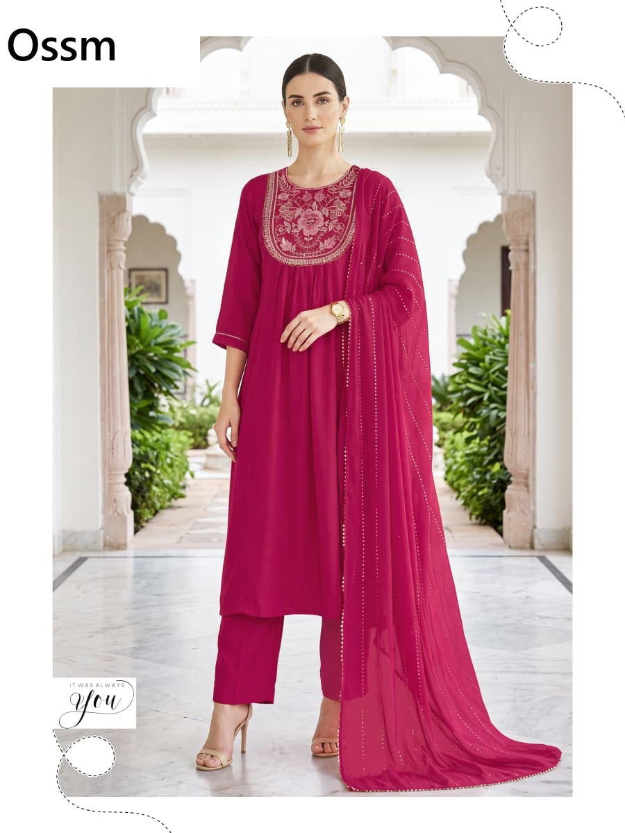 Noor Vol 2 Ossm Chanderi Readymade Pant Style Suits Wholesaler India
