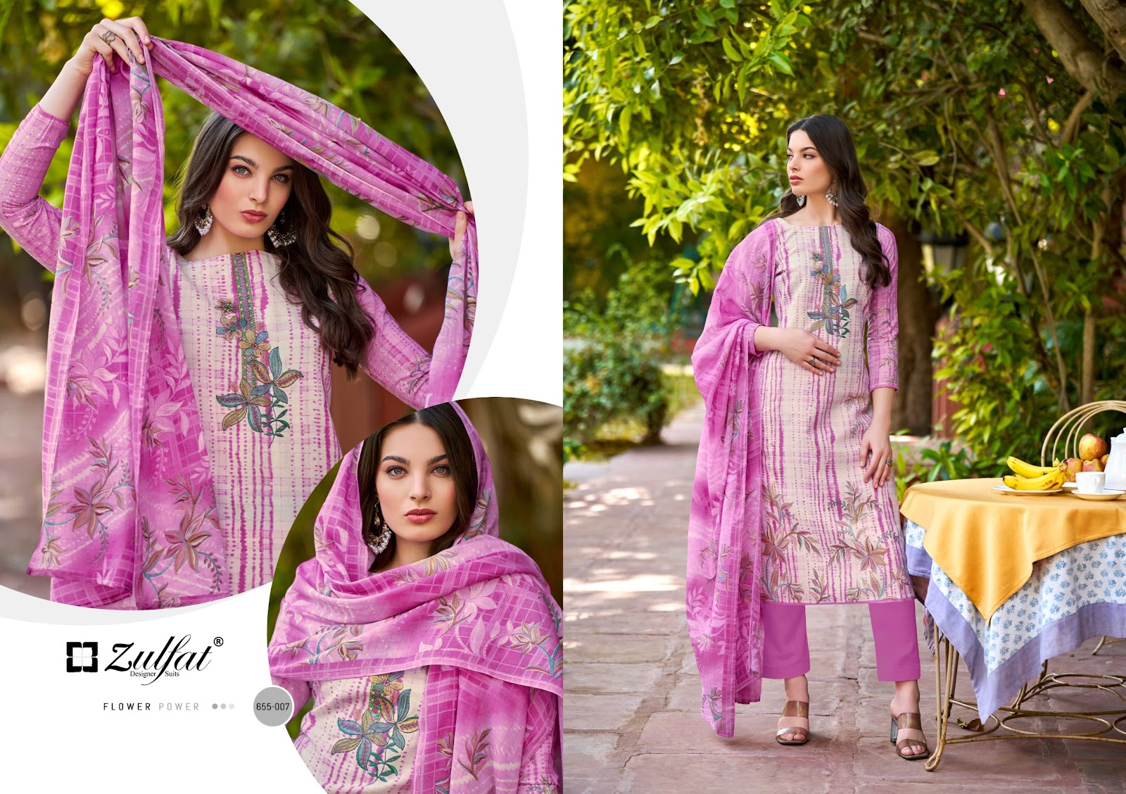 Noor Vol 2 Zulfat Designer Pure Cotton Pant Style Suits Wholesale Rate