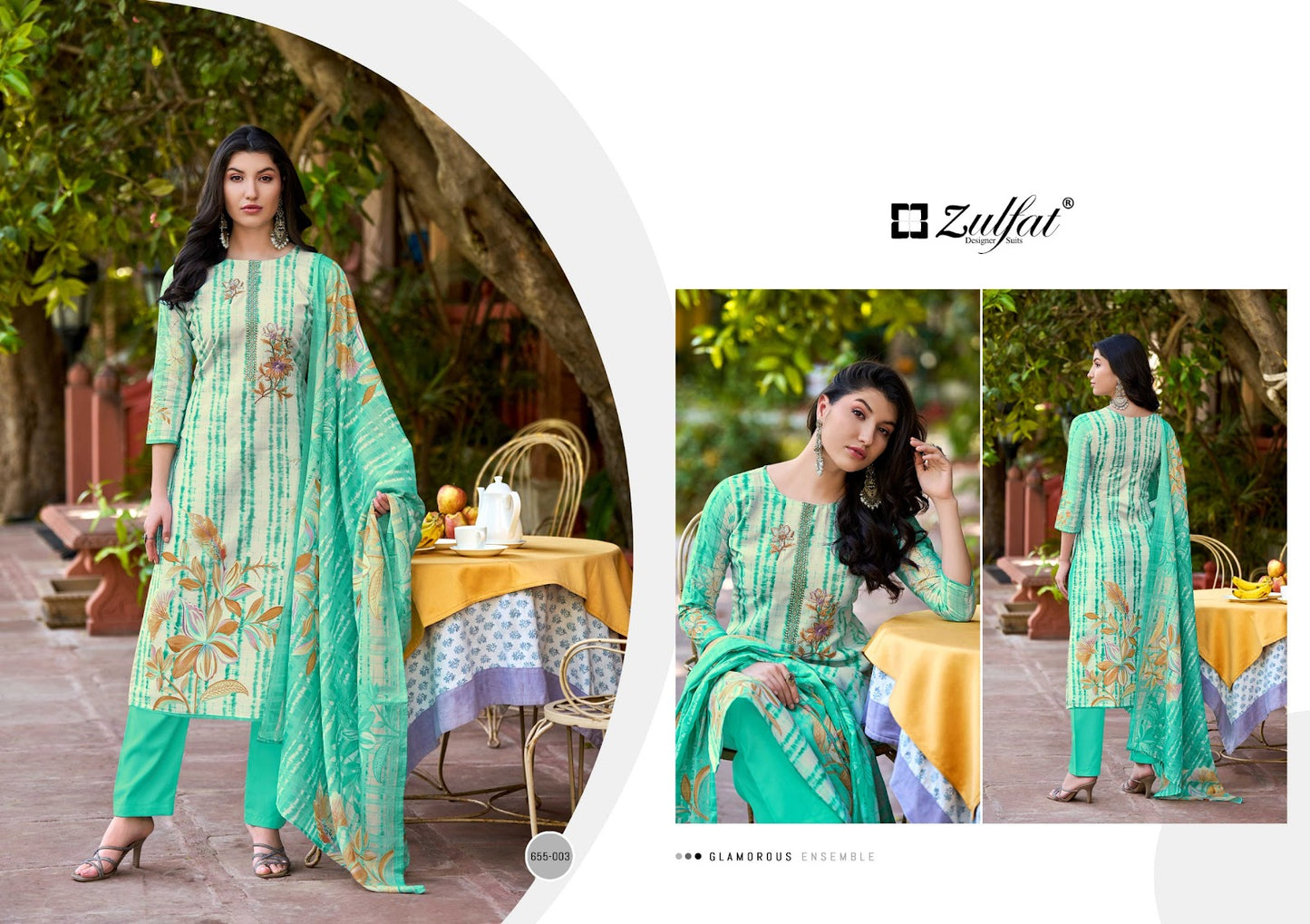 Noor Vol 2 Zulfat Designer Pure Cotton Pant Style Suits Wholesale Rate