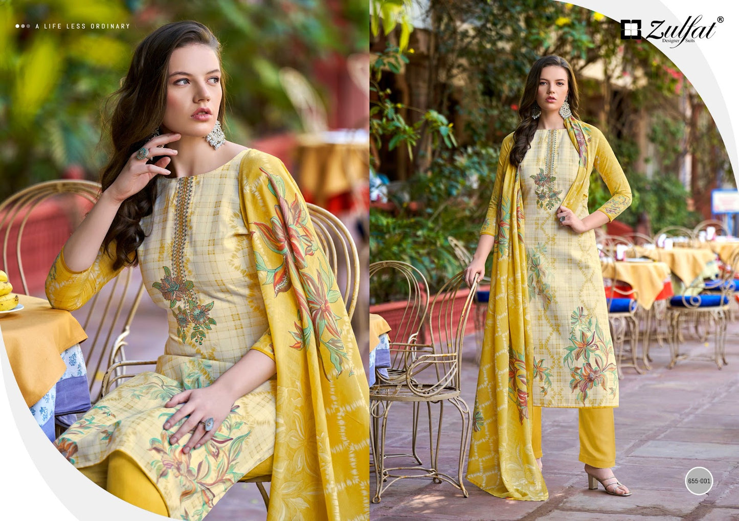 Noor Vol 2 Zulfat Designer Pure Cotton Pant Style Suits Wholesale Rate