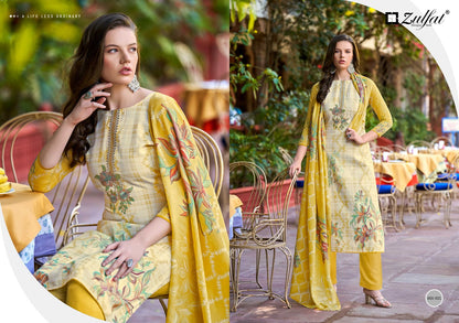 Noor Vol 2 Zulfat Designer Pure Cotton Pant Style Suits Wholesale Rate