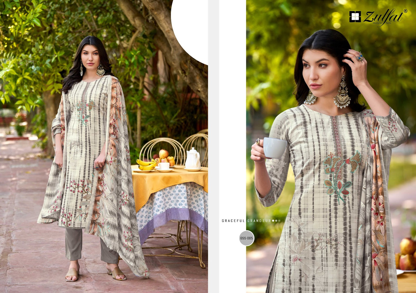 Noor Vol 2 Zulfat Designer Pure Cotton Pant Style Suits Wholesale Rate
