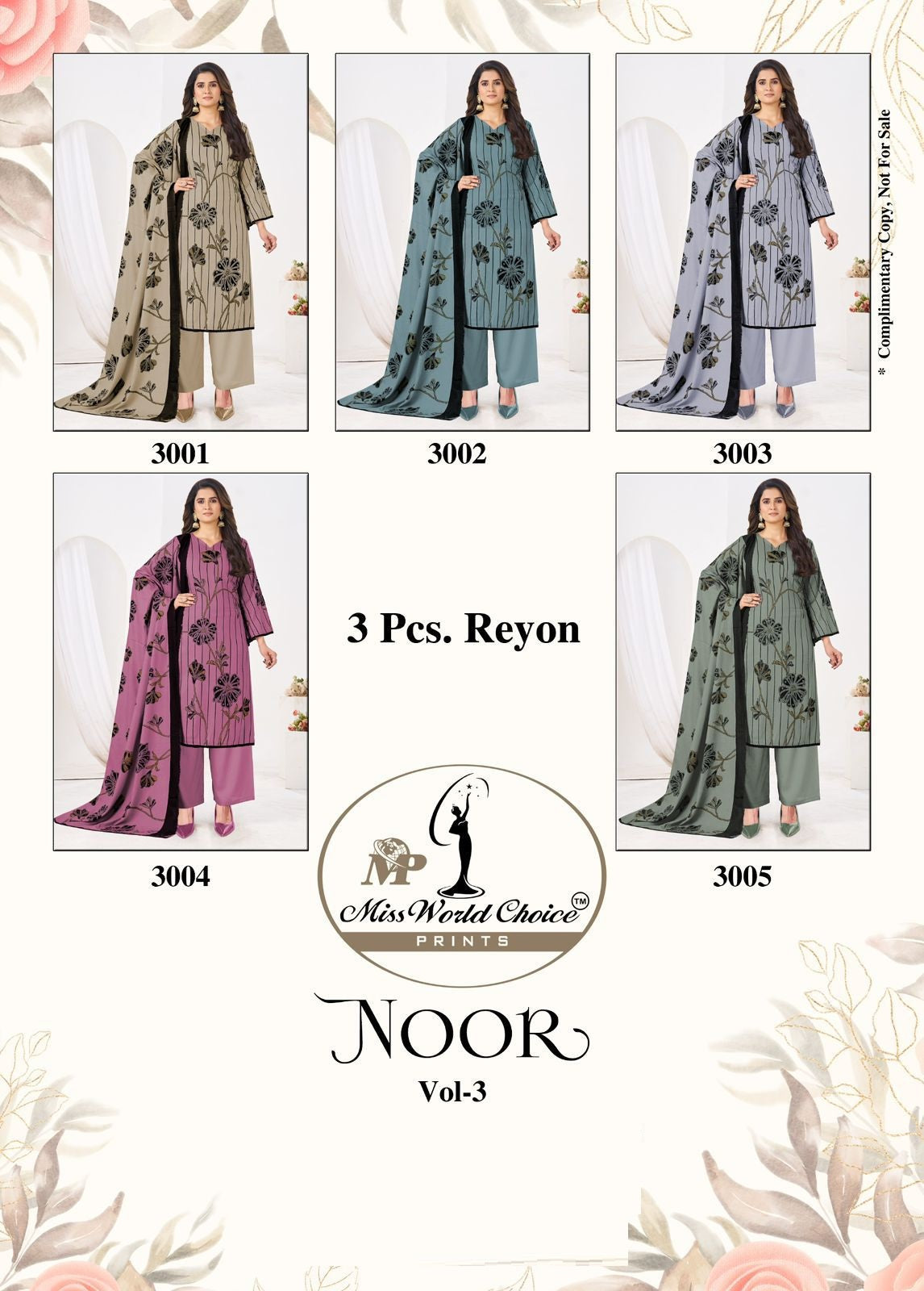 Noor Vol 3 Miss World Choice Rayon Pant Style Suits Manufacturer