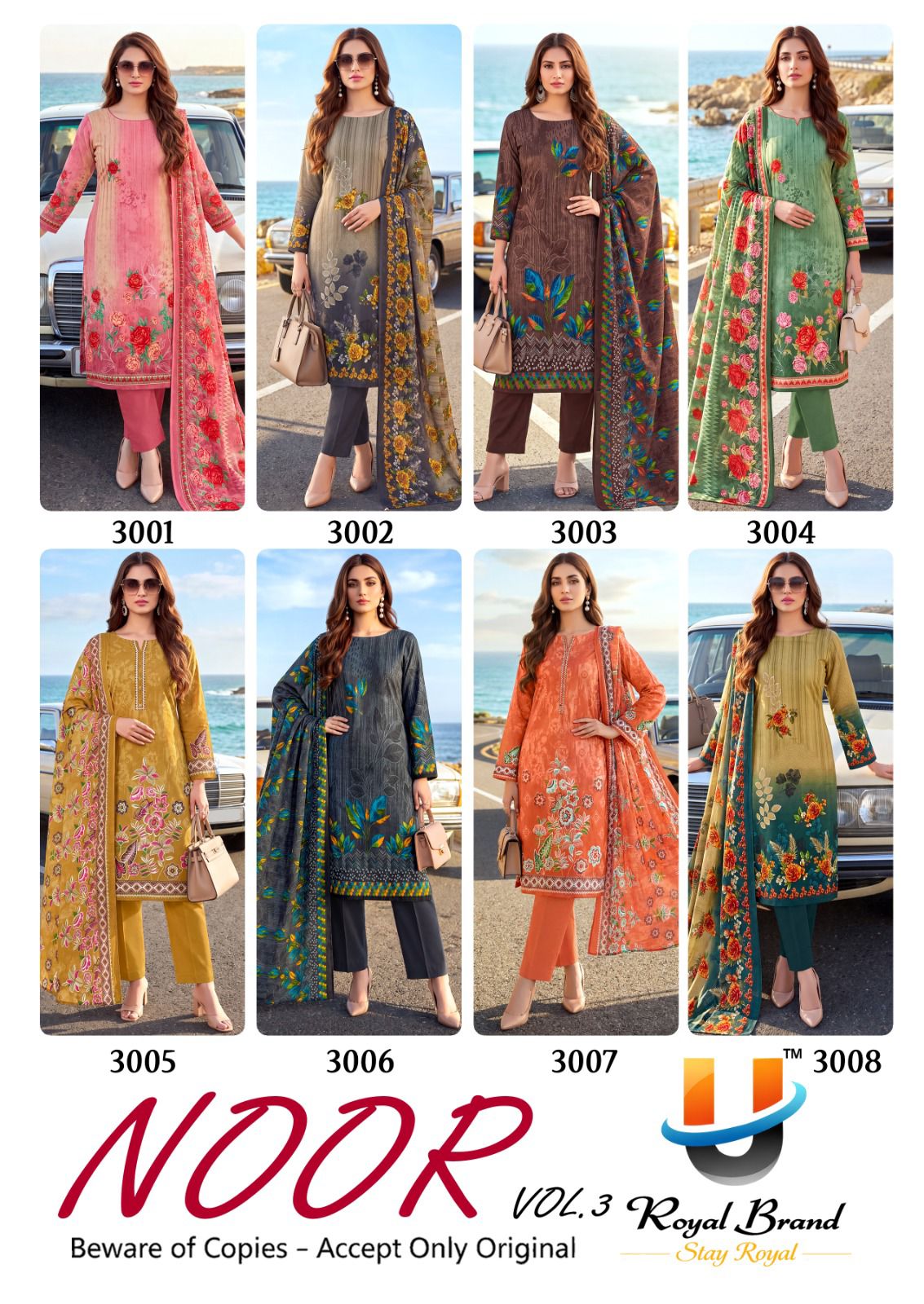 Noor Vol 3 Royal Brand Mix Cotton Karachi Salwar Suits Supplier Ahmedabad
