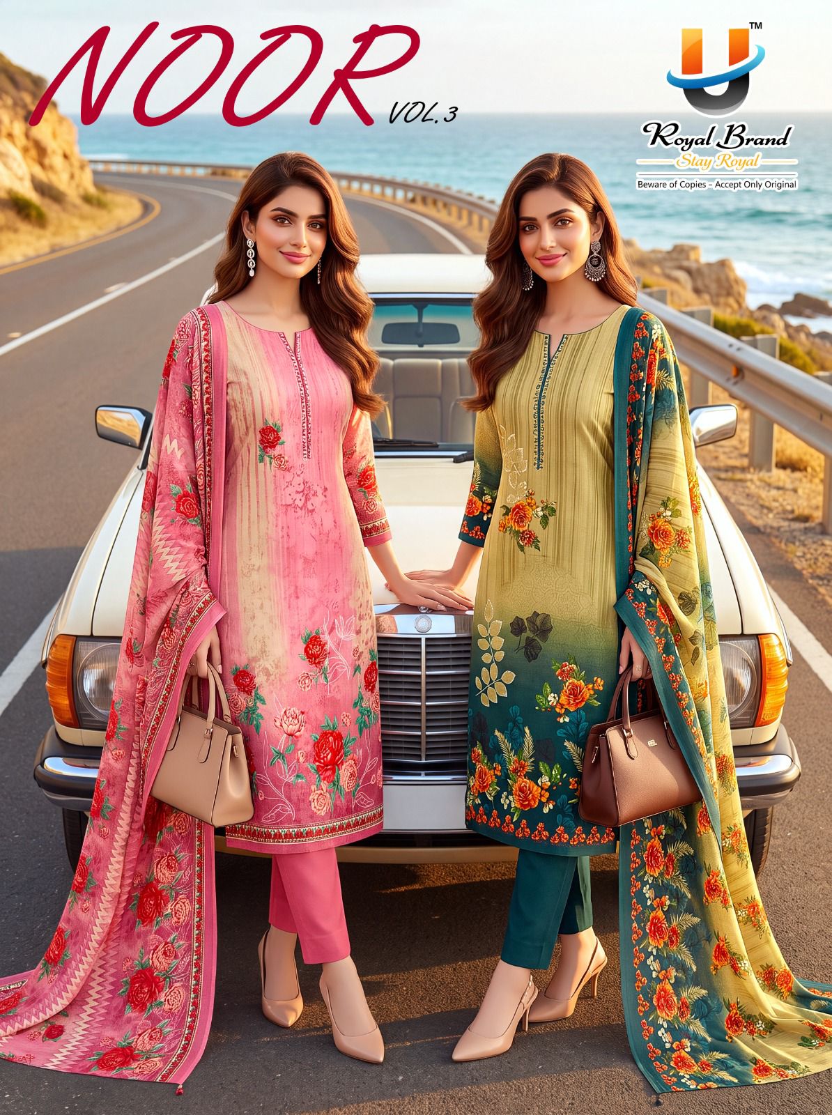 Noor Vol 3 Royal Brand Mix Cotton Karachi Salwar Suits Supplier Ahmedabad