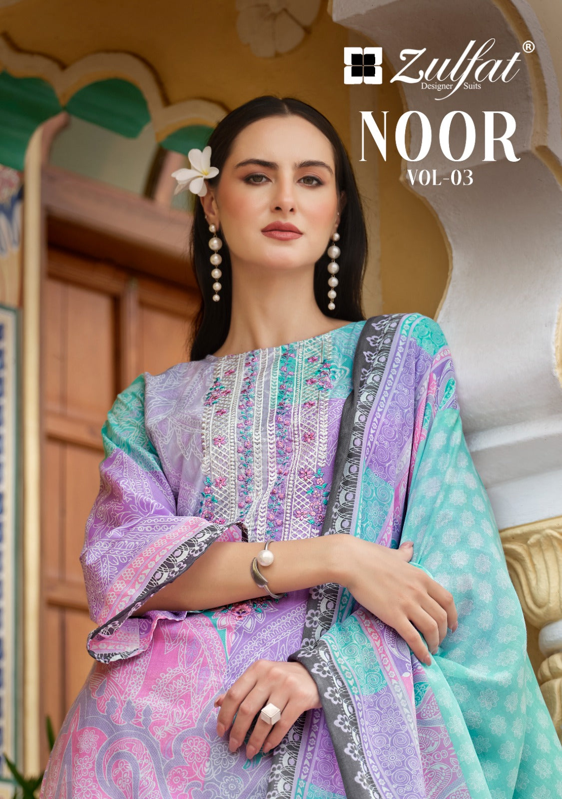 Noor Vol 3 Zulfat Designer Cotton Karachi Salwar Suits Exporter Gujarat