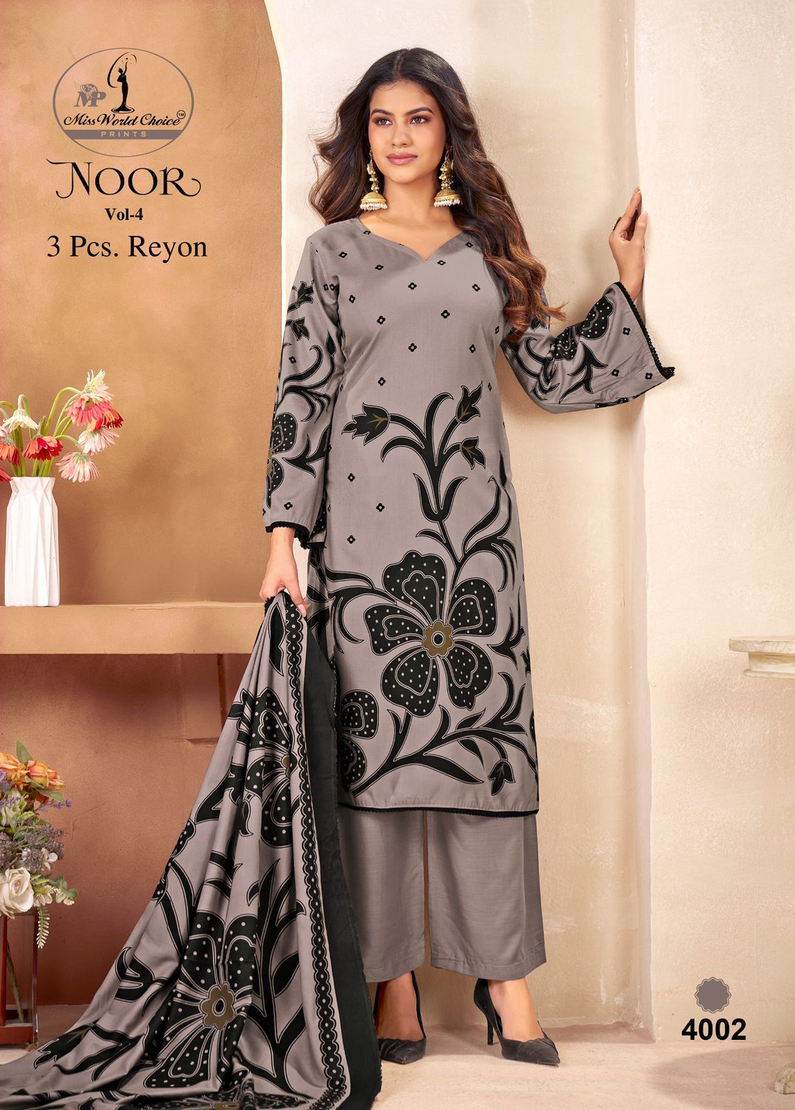 Noor Vol 4 Miss World Choice Reyon Karachi Salwar Suits Wholesale Price