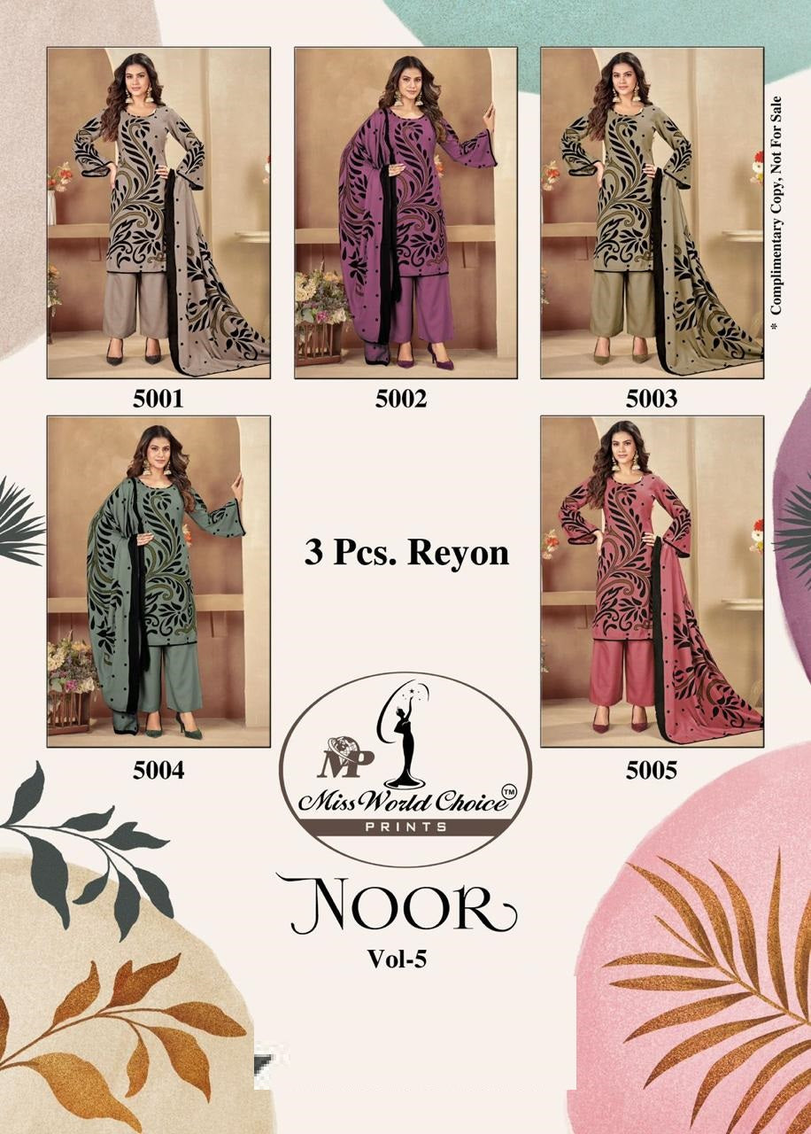 Noor Vol 5 Miss World Choice Rayon Pant Style Suits Supplier India