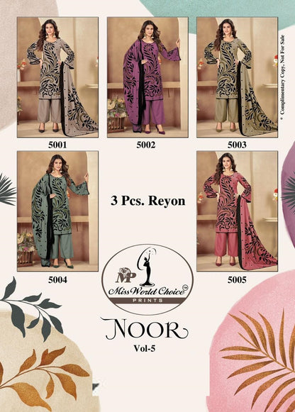 Noor Vol 5 Miss World Choice Rayon Pant Style Suits Supplier India