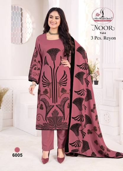 Noor Vol 6 Miss World Choice Rayon Pant Style Suits Manufacturer