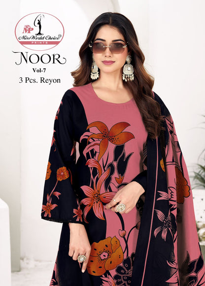Noor Vol 7 Miss World Choice Rayon Pant Style Suits Wholesaler