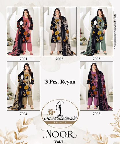 Noor Vol 7 Miss World Choice Rayon Pant Style Suits Wholesaler