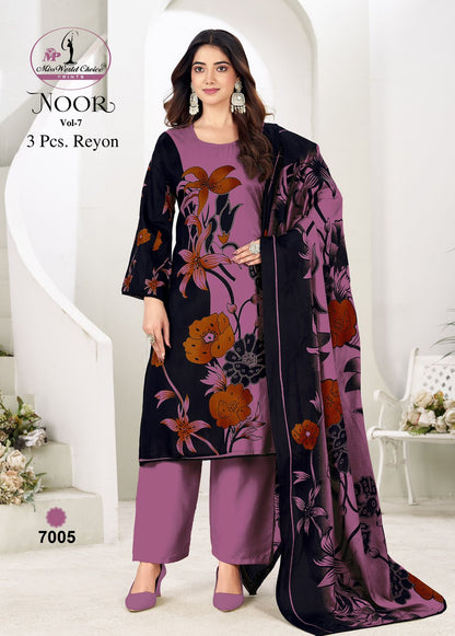 Noor Vol 7 Miss World Choice Rayon Pant Style Suits Wholesaler