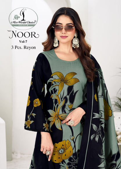 Noor Vol 7 Miss World Choice Rayon Pant Style Suits Wholesaler