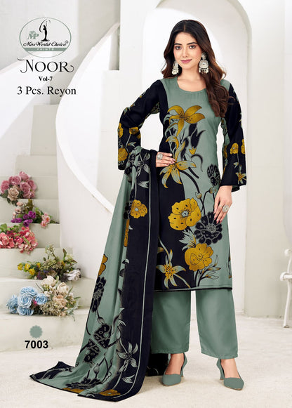 Noor Vol 7 Miss World Choice Rayon Pant Style Suits Wholesaler