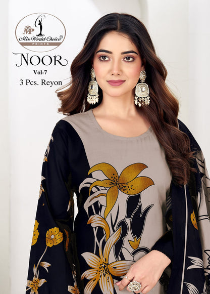 Noor Vol 7 Miss World Choice Rayon Pant Style Suits Wholesaler
