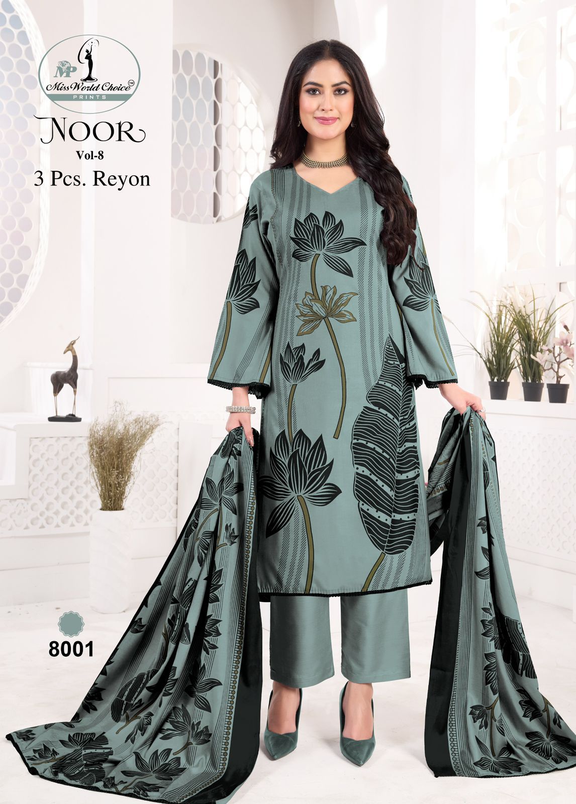 Noor Vol 8 Miss World Choice Rayon Pant Style Suits Exporter Ahmedabad