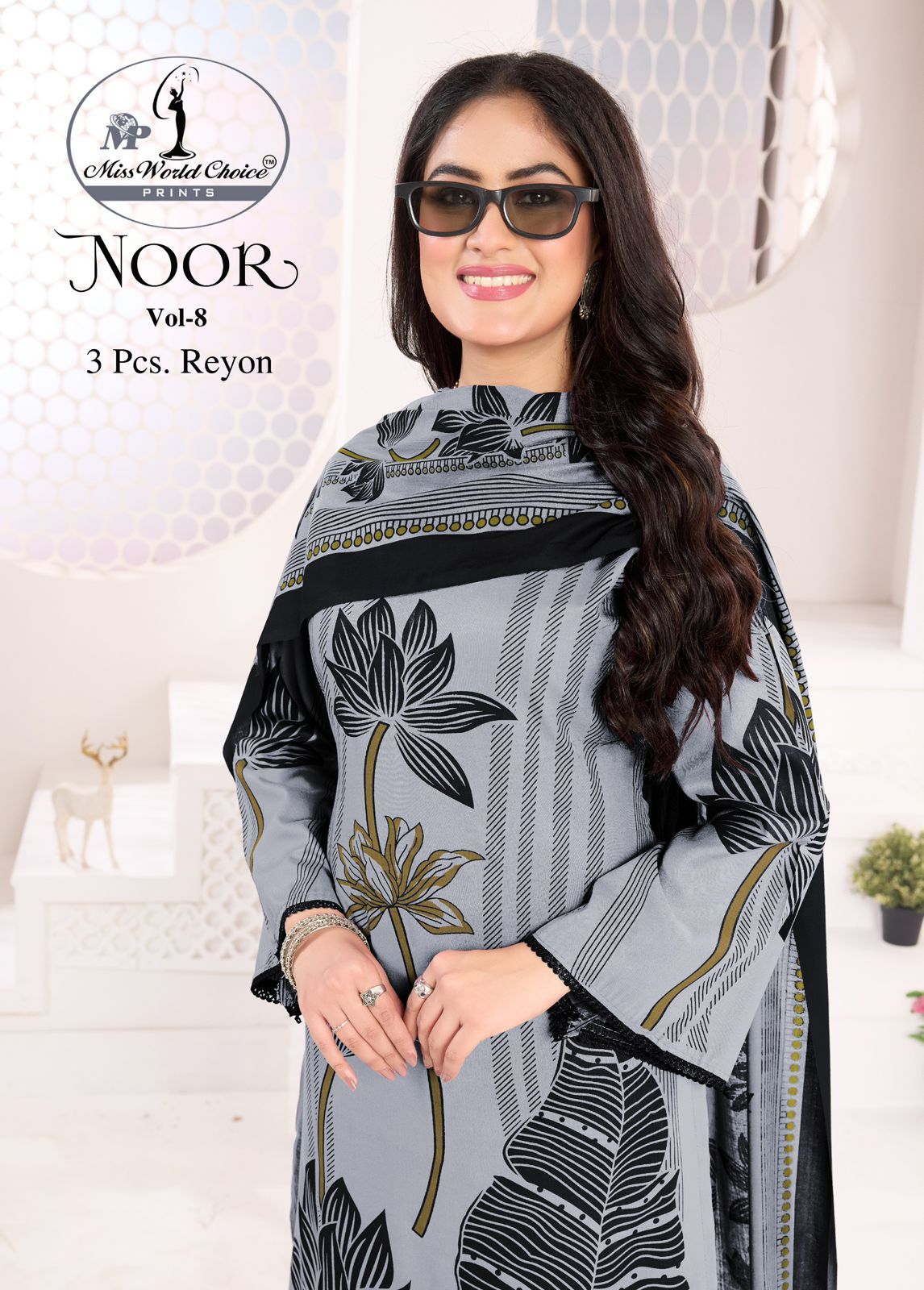 Noor Vol 8 Miss World Choice Rayon Pant Style Suits Exporter Ahmedabad