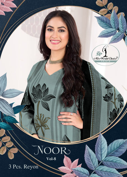 Noor Vol 8 Miss World Choice Rayon Pant Style Suits Exporter Ahmedabad
